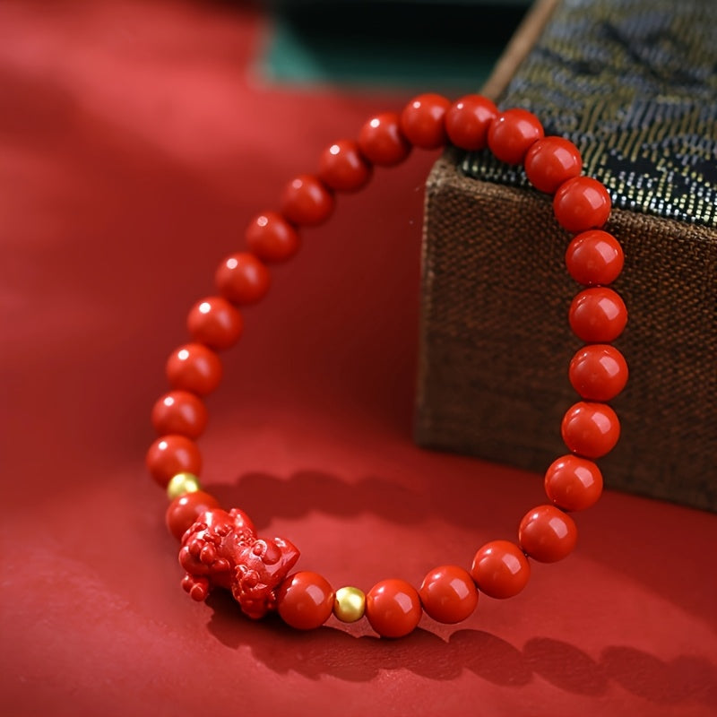 Cinnabar Stone Bead Bracelet - Protection & Courage Energy for Daily Wear
