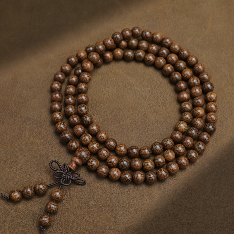 108pcs Sandalwood Bracelet - Vintage Buddhist Prayer Beads for Daily Wear & Gift Giving