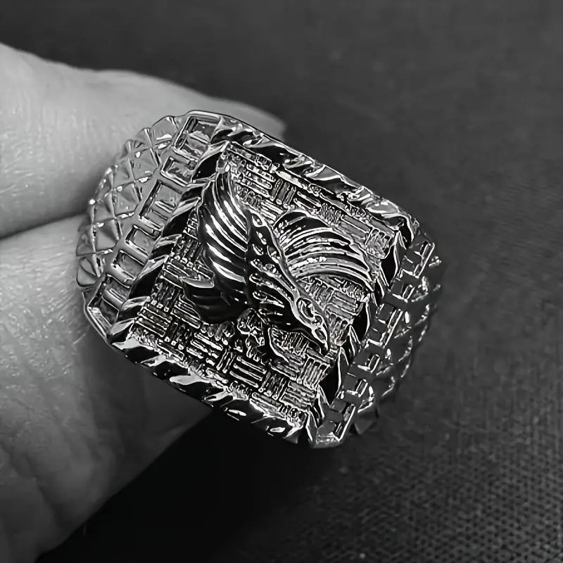Norse Viking Eagle Men's Ring - Symbolic American Bald Eagle, Bold Personality Statement Jewelry Gift