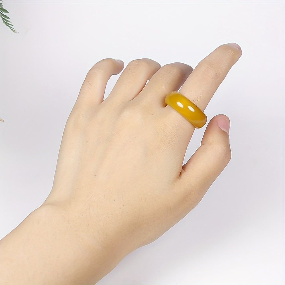 Yellow Agate Ring - Natural Stone Energy for Harmony and Prosperity