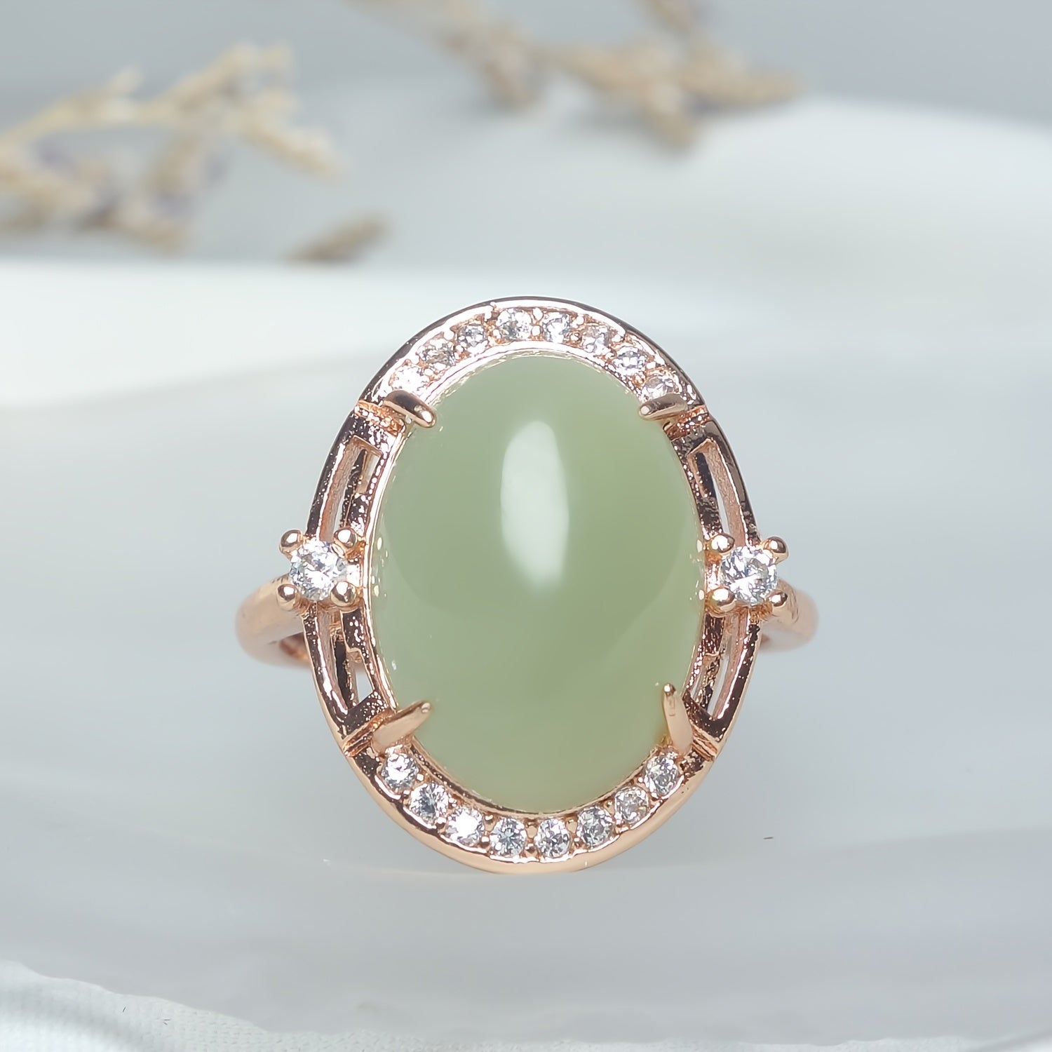 Natural Stone Men's Ring - Green Jade Energy for Harmony & Protection