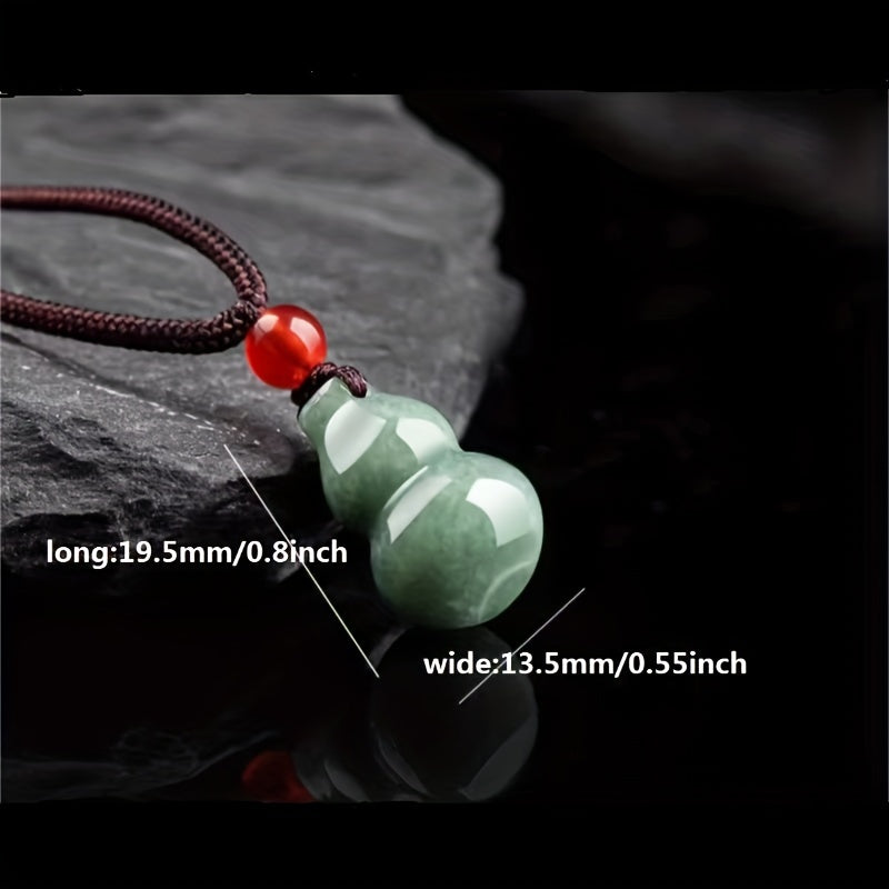 Green Jade Gourd Pendant Necklace for Prosperity, Health, and Positive Energy