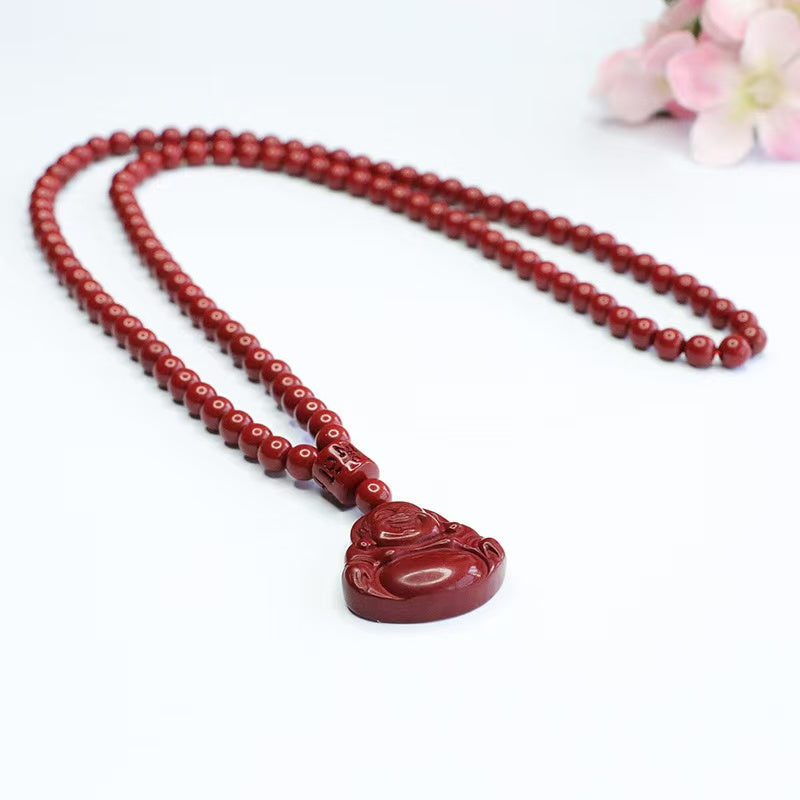 Men's Cinnabar Red Buddha Pendant Necklace - Protective Energy & Grounding for Daily Wear, Parties & Travel