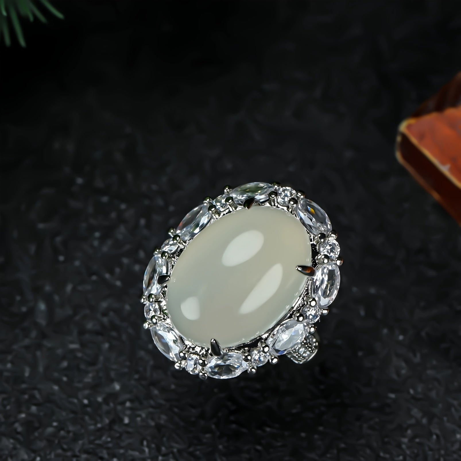 Elegant Vintage Chalcedony Cocktail Ring | Large Oval Gemstone Jewelry for Clarity & Emotional Healing