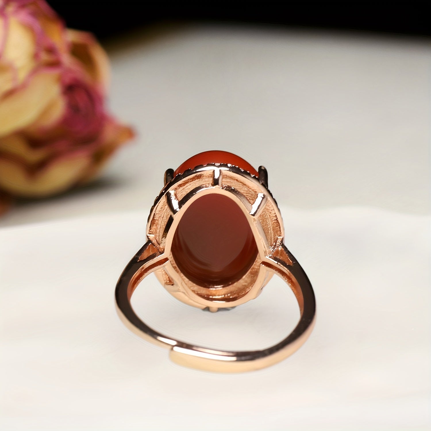 Natural Stone Couple Rings - Red Gemstone Energy for Dance Parties & Harmony