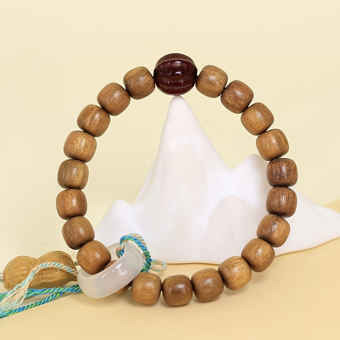 Vintage Sandalwood Beaded Bracelet: Bohemian Multi-Layer Design for Energy Balance & Spiritual Connection