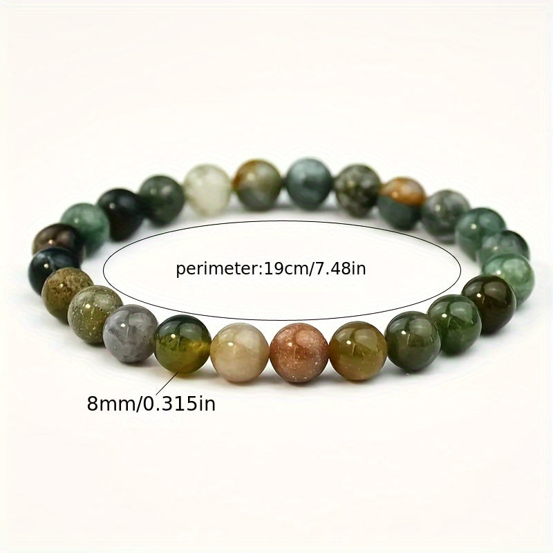 Men's Indian Agate Bracelet - Multi-Color Energy for Protection & Harmony