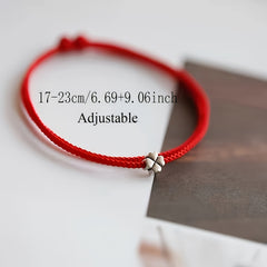 Elegant Red Rope Clover Bracelet - Lucky Charm for Harmony & Prosperity