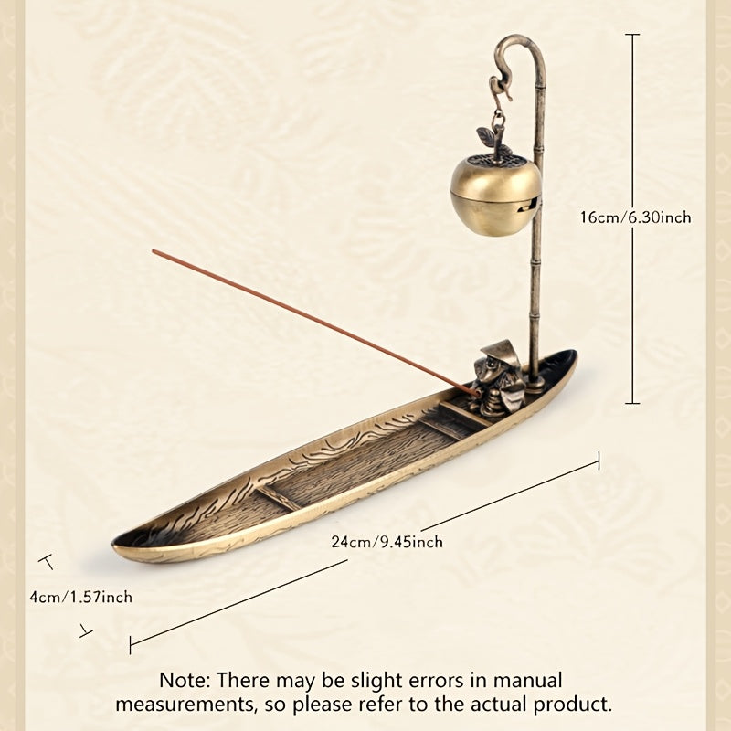 Elegant Golden Incense Burner | Harmony & Prosperity Enhancer with Boat-Shaped Design