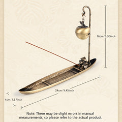 Elegant Golden Incense Burner | Harmony & Prosperity Enhancer with Boat-Shaped Design