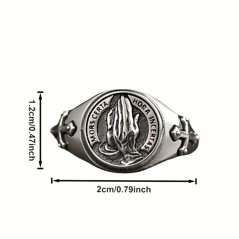 Men's Prayer Hands Ring  - Spiritual Protection & Energy Harmony, Adjustable Open Band, Hypoallergenic