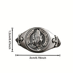 Men's Prayer Hands Ring  - Spiritual Protection & Energy Harmony, Adjustable Open Band, Hypoallergenic