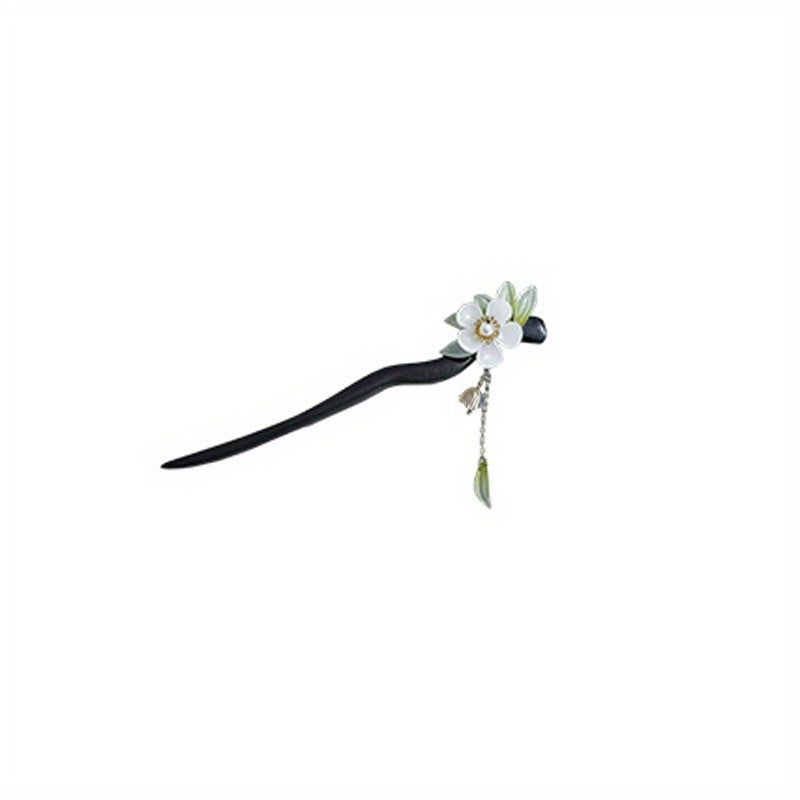Ancient Style Magnolia Flower Tassel Hairpin - Elegant Alloy Retro Hair Accessory for Mindful Energy & Harmonious Elegance