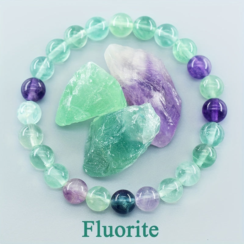 Fashionable Fluorite Bracelet - Natural Stone Energy for Daily Wear & Versatile Style