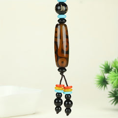 Tibetan Black Agate Necklace with Green Dzi Bead for Protection, Wealth, and Spiritual Balance