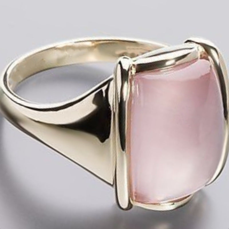 Elegant Square Pink Synthetic Zircon Ring for Birthdays Engagements Anniversaries with Mindful Energy
