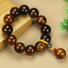 Vintage Bohemian Resin Bead Bracelet - Grounding Wood Grain Beads for Positive Vibes and Style