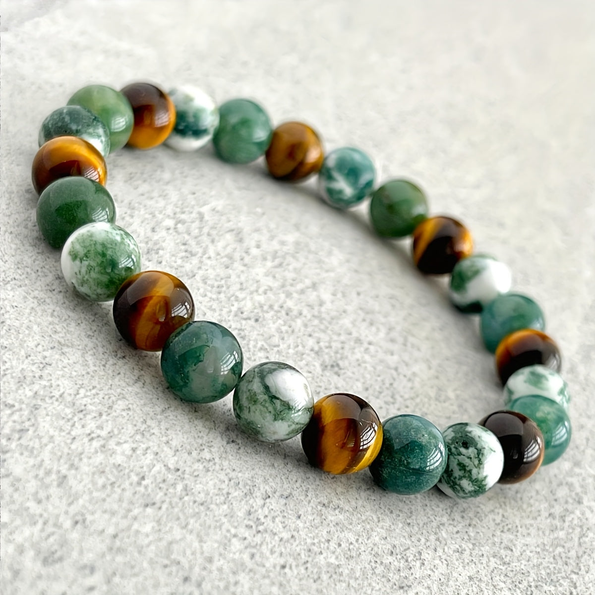 1pc Laziness Vanishing Bracelet - Moss Agate & Wooden Beads for Soul Soothing & Handmade Gift