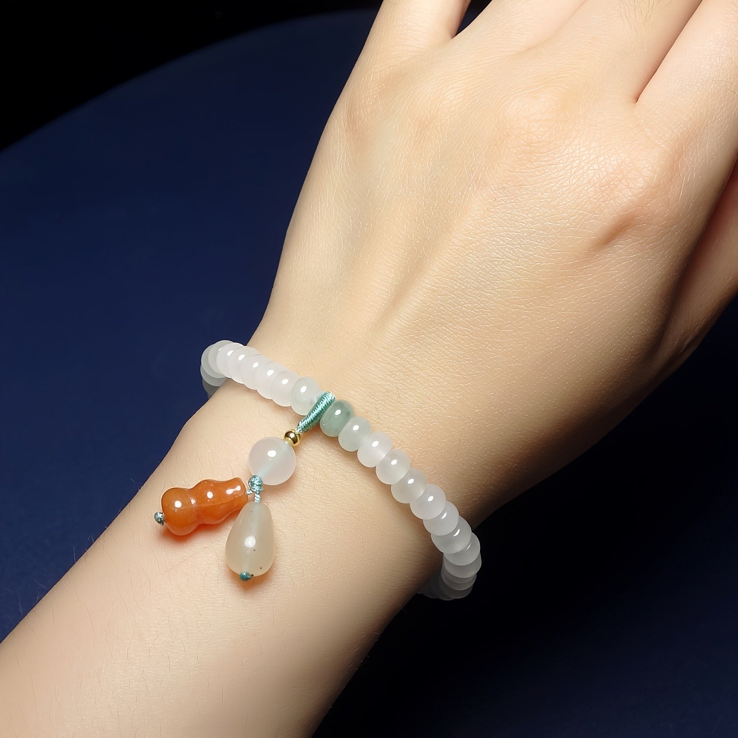 Light Green Jade Feng Shui Healing Bracelet – Energy Harmony Talisman with Double Charm Beads for Luck, Protection & Spiritual Balance