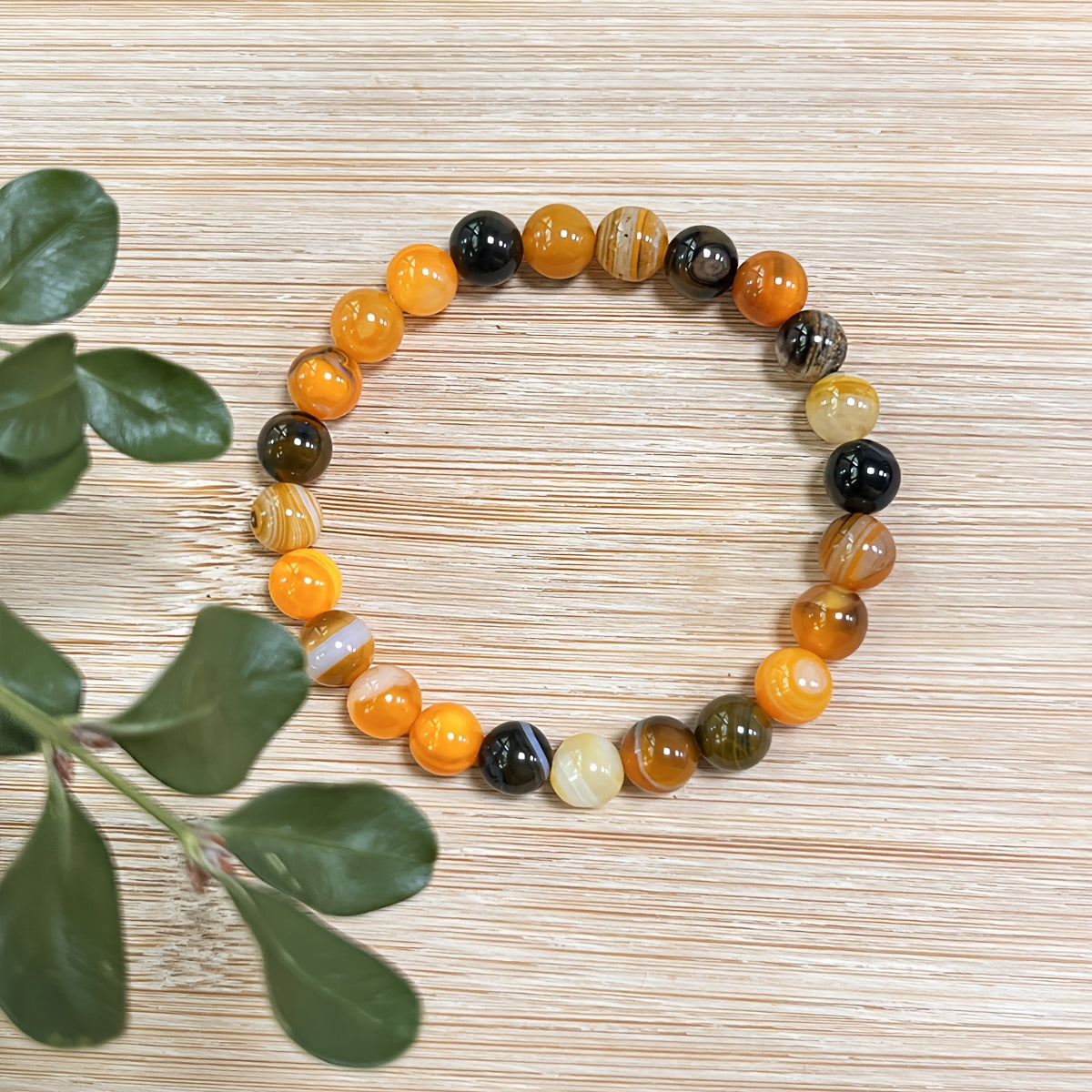 Agate Bracelet Natural Stone Beads Handmade Boho Energy Jewelry