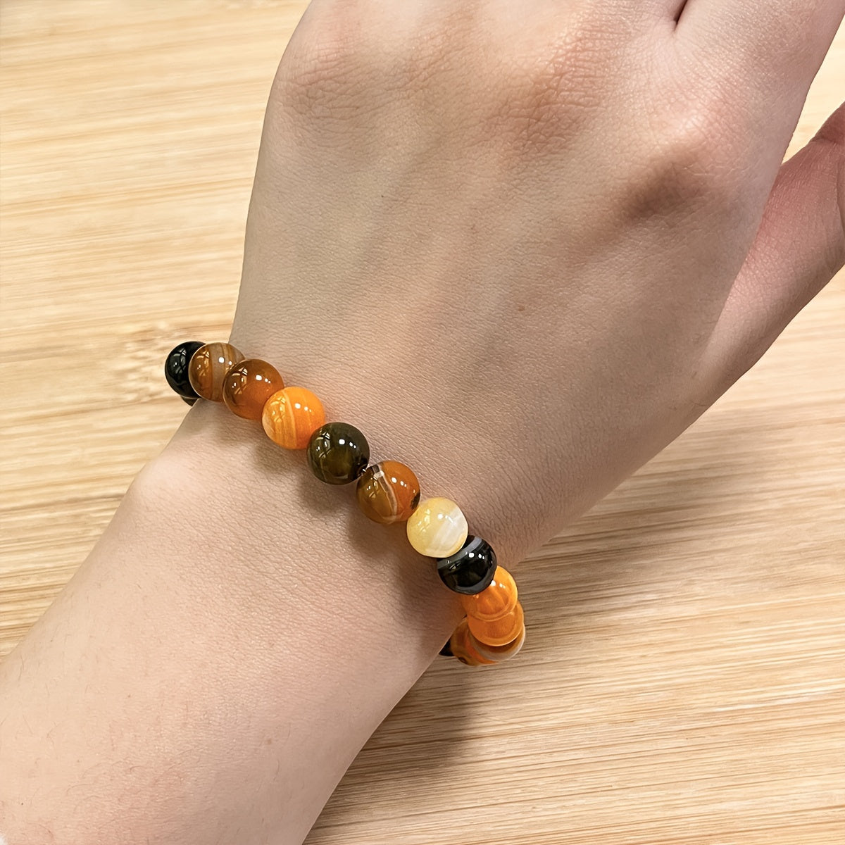 Agate Bracelet Natural Stone Beads Handmade Boho Energy Jewelry