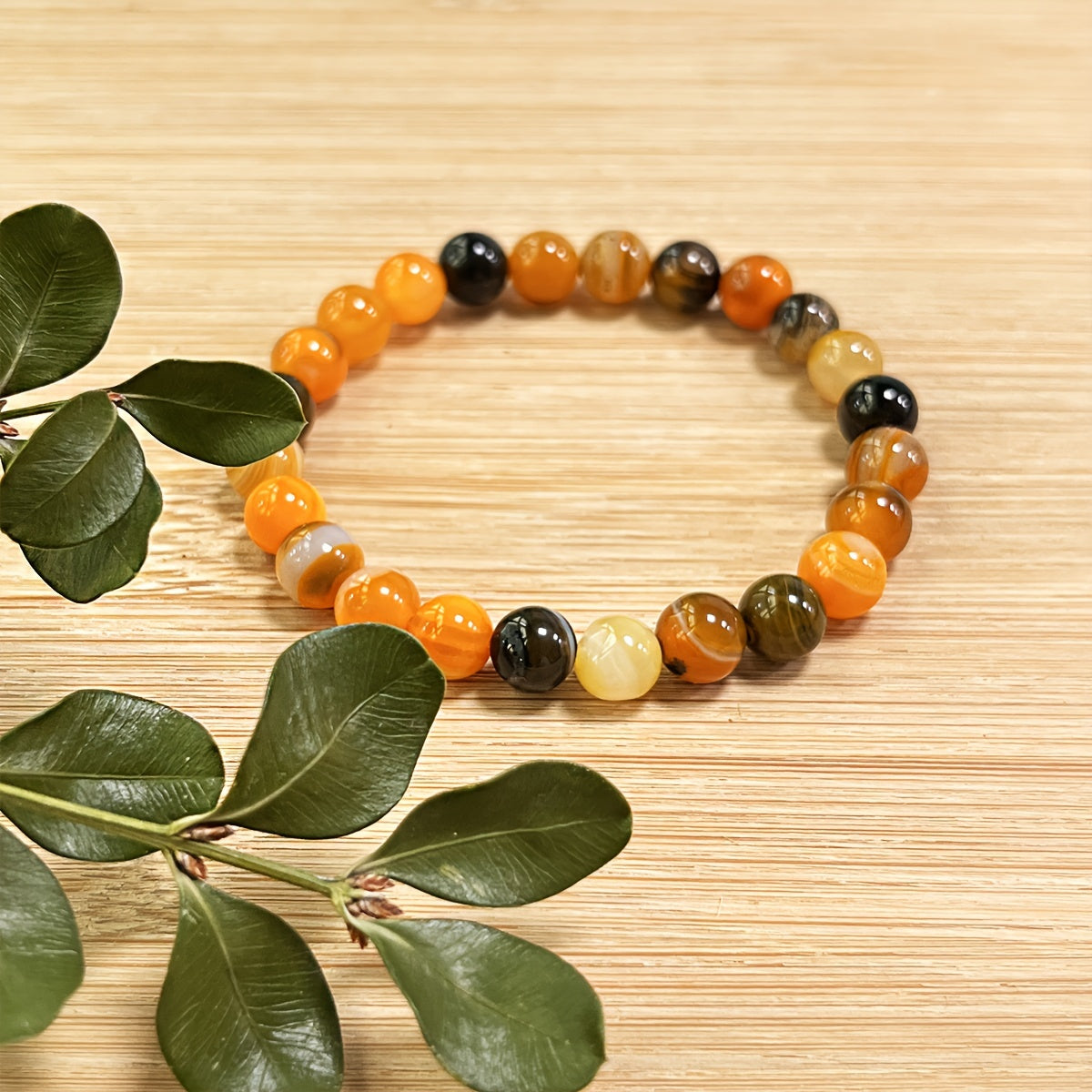 Agate Bracelet Natural Stone Beads Handmade Boho Energy Jewelry