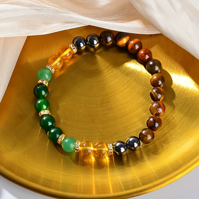 Wealth Attracting Bracelet - Green & Yellow Beaded Design for Daily Prosperity