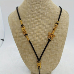 Hand-Woven Bow Pendant Necklace – Ethnic Chinese Style Golden Energy for Daily Wear