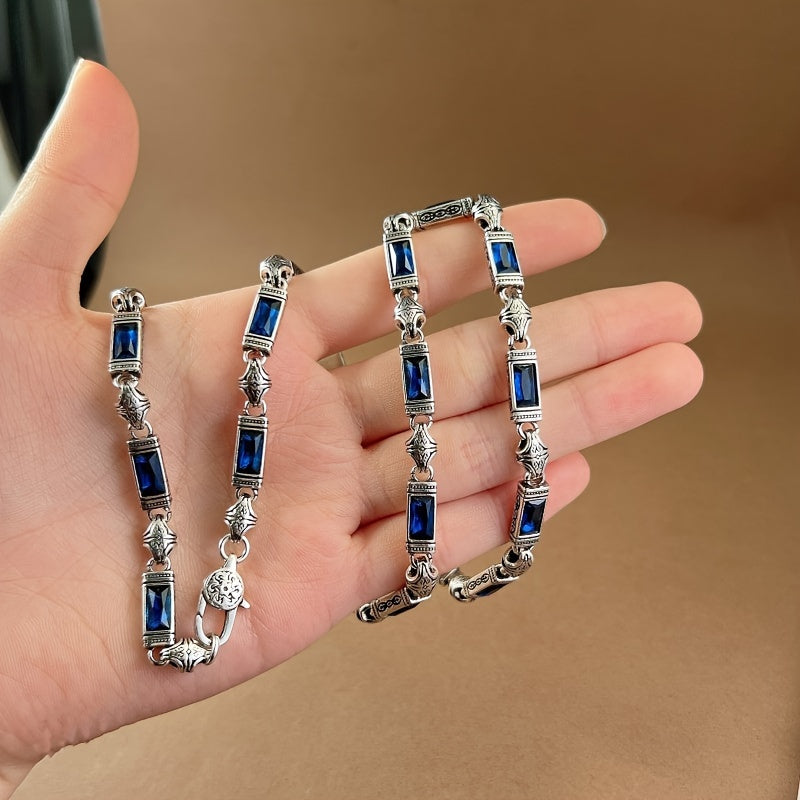 Copper  Grass Choker with Synthetic Blue Gemstones - Energy Enhancing Necklace for Protection & Prosperity