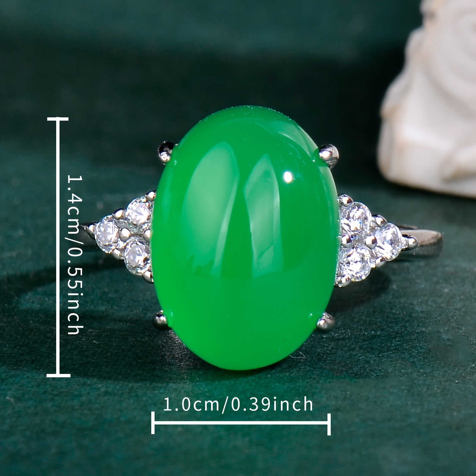 Green Stone Ring - Elegant Adjustable Jewelry for Women