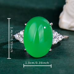 Green Stone Ring - Elegant Adjustable Jewelry for Women