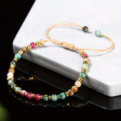 1pc Natural Stone Adjustable Bracelet - Energy Healing & Casual Elegance