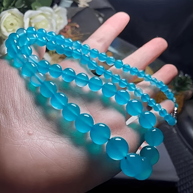 Women's Elegant Natural Stone Pagoda Chain Necklace - Turquoise Beads for Spiritual Energy & Mindful Elegance