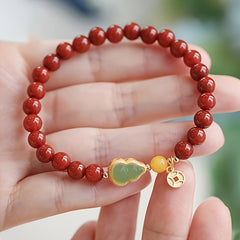 1pc Women's Natural Agate Bead Bracelet - Gourd-Shaped Beads for Harmony & Protection - Perfect Daily Wear Accessory