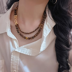 Trendy Vintage Bead Necklace - Christmas Gifts with Spiritual Energy for Holiday Party & Casual Layering