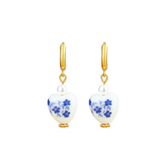 Women's Chinese Blue & White Porcelain Earrings - Vintage Asian-Inspired Drop Dangle for Elegant Party Wedding & Chinese New Year Gift
