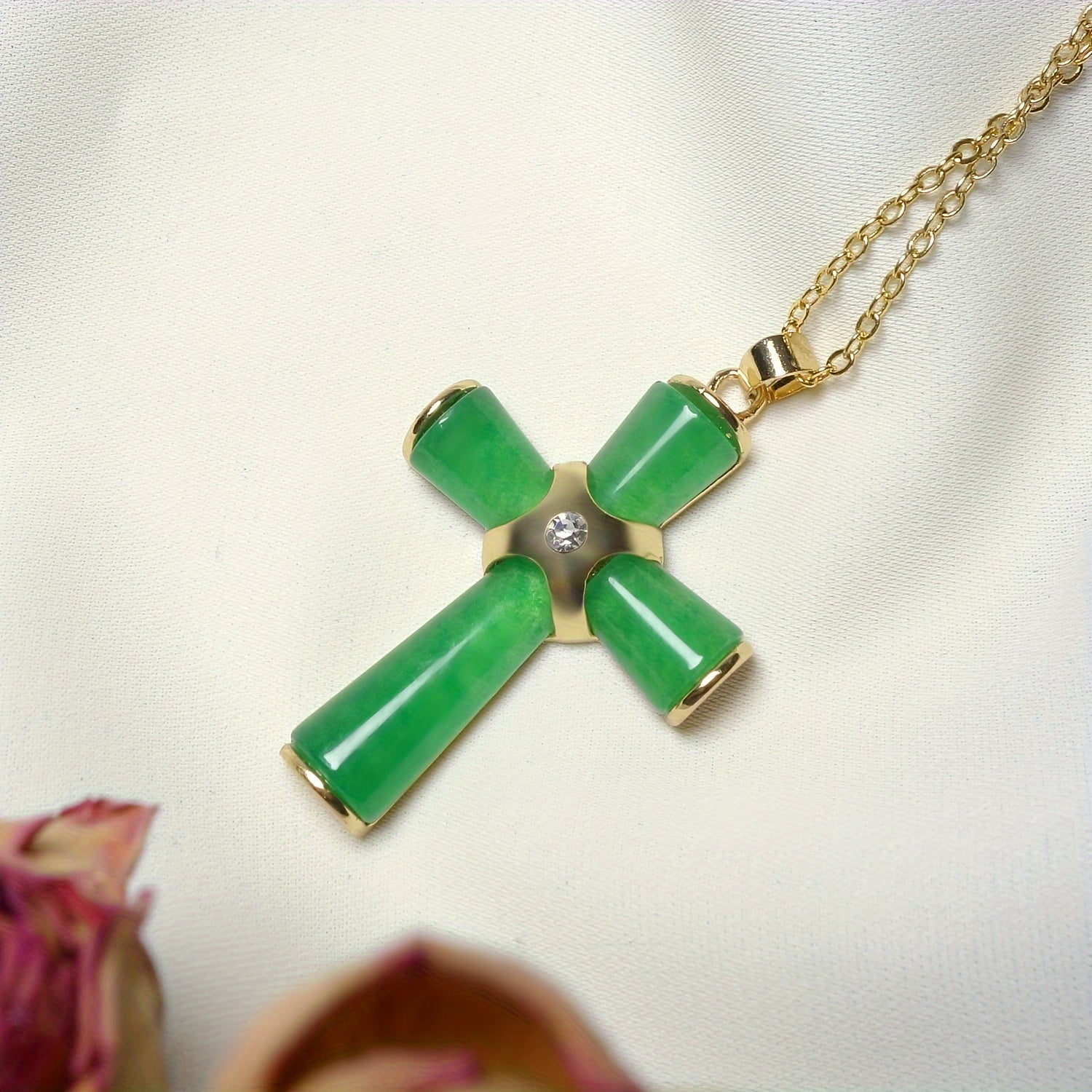 Bohemian Natural Stone Cross Pendant Necklace - Unplated Design for Beach Parties & Festive Gifts with Positive Energy