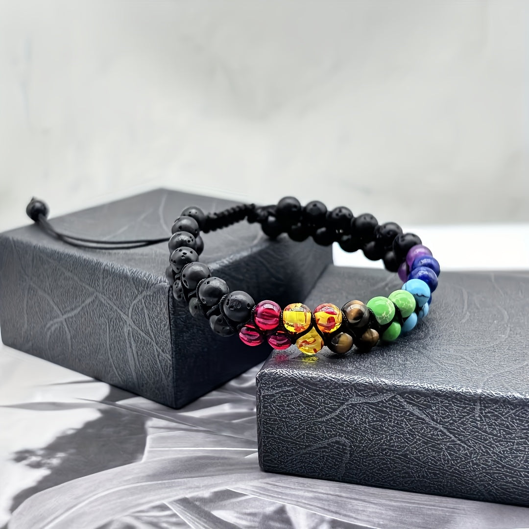Black Agate Elastic Bracelet for Energy Balance & Protection