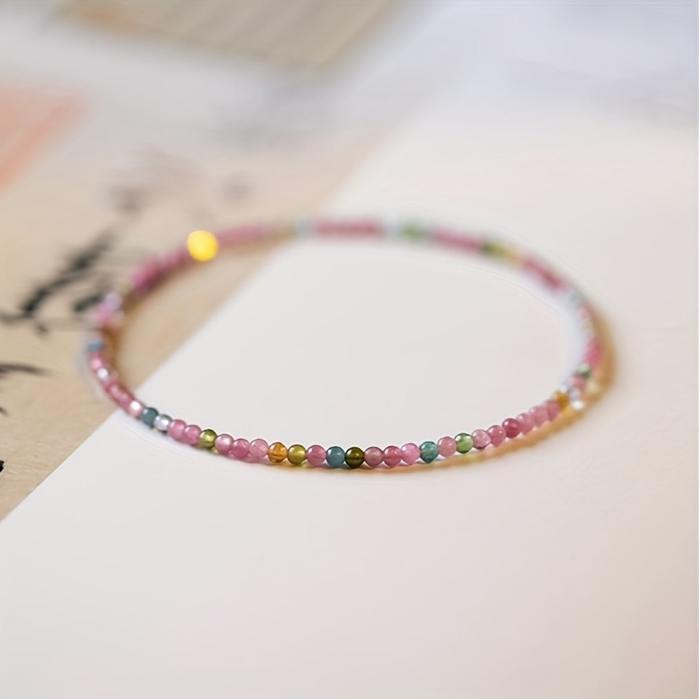 4mm Elegant Natural Beaded Bracelet - Chinese Style Colorful Beads for Daily Wear & Energy Balance