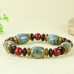 Vintage Bohemian Three-Eye Agate Necklace for Spiritual Protection & Emotional Balance