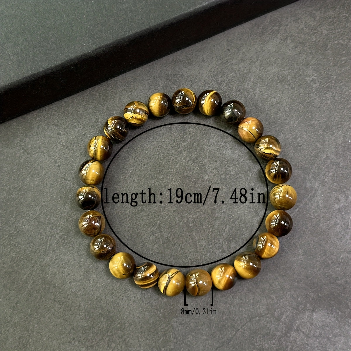 Natural Tiger's Eye Bracelet - 8mm Beads for Wealth & Prosperity Energy