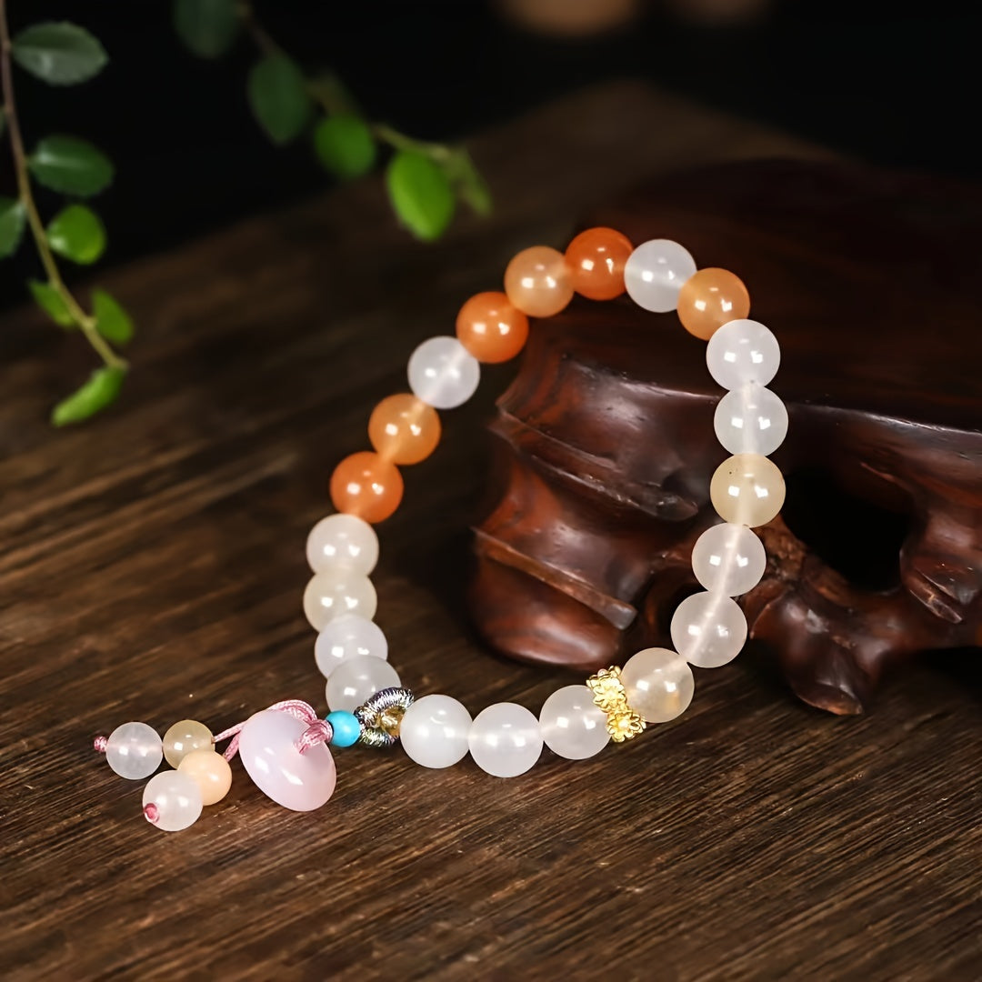 Elegant Colorful Beaded Bracelet with Peace Buckle for Men - Grounding, Protection, and Stylish Energy