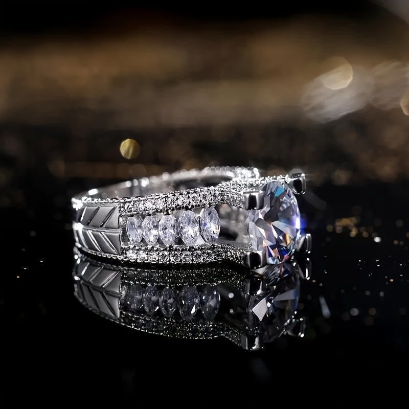Sparkling Zirconia Engagement Ring - Classic Elegance for Love & Commitment