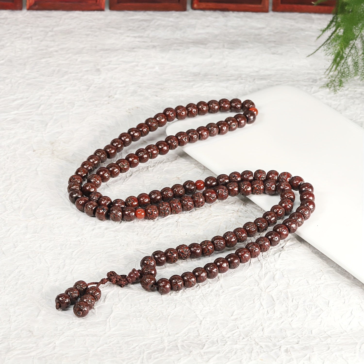 Nepalese Phoenix Eye Bead Necklace - 108 Mala for Spiritual Protection & Renewal