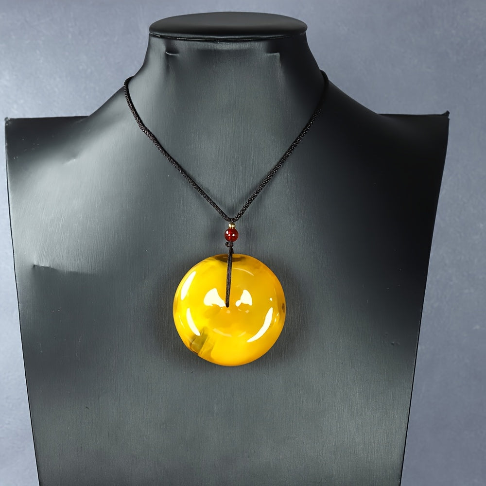 Elegant Bohemian Amber Pendant - Harmonious Energy for Creativity & Protection