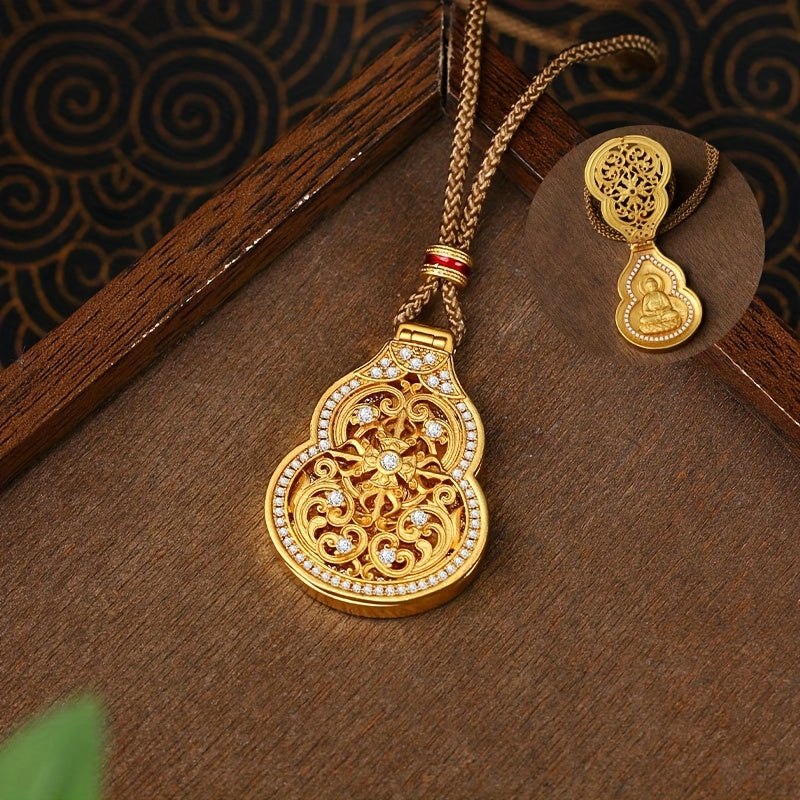 Golden Religious Pendant Necklace - Spiritual Energy & Faith Jewelry for Daily Wear