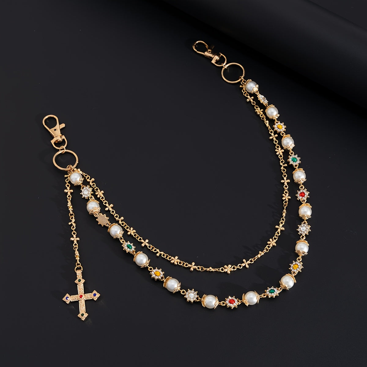 Punk-Style Cross Pendant Jeans Chain — Bold Protection & Confidence Energy Belt Charm