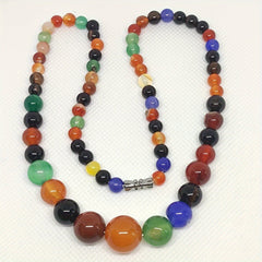 Simple Graduated India Agate & Mixed Agate Pendant Necklace — Natural Stone Bead Harmony, Spiritual Balance & Holistic Wellness Amulet