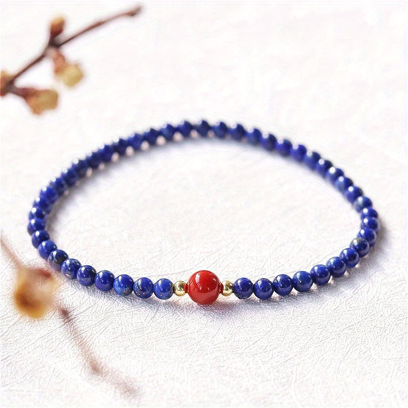 Elegant Handmade Lapis Lazuli Bead Bracelet - Vintage-Inspired, Fashion Accessory for Casual Attire & Gifting