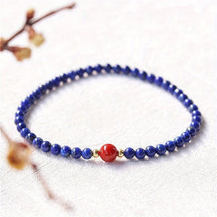 Elegant Handmade Lapis Lazuli Bead Bracelet - Vintage-Inspired, Fashion Accessory for Casual Attire & Gifting
